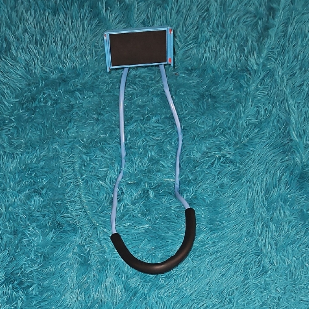 Portable Phone Holder with Blue Strap and Black Neck Cushion